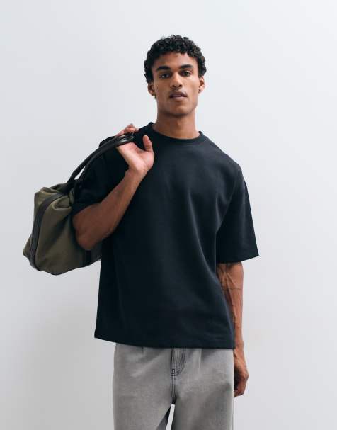 ASOS DESIGN - T-shirt oversize premium nera in tessuto interlock - view 1