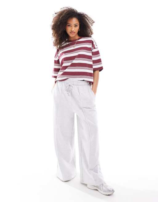 ASOS DESIGN - T-shirt oversize rayé en tissu flammé - Bordeaux, 4 de 4