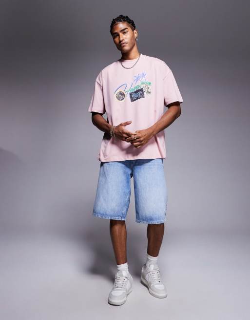 ASOS DESIGN - T-shirt oversize rosa chiaro con grafica "High Summer" , 2 di 4