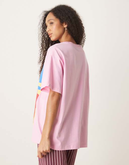 ASOS DESIGN - T-shirt oversize rosa con grafica con ciliegie, 3 di 4