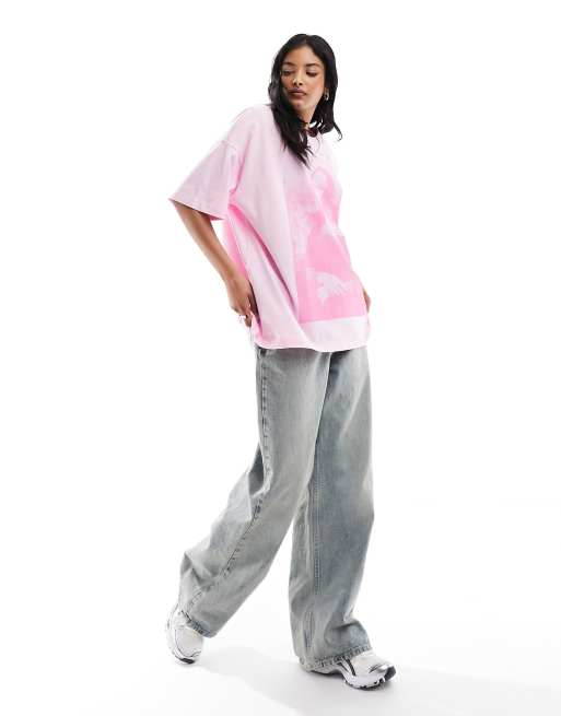 ASOS DESIGN - T-shirt oversize rosa con stampa di Monna Lisa su licenza, 3 di 4
