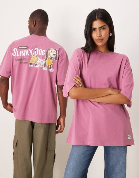 ASOS DESIGN - T-Shirt oversize rosa con stampa Disney Pixar di Slinky - view 1