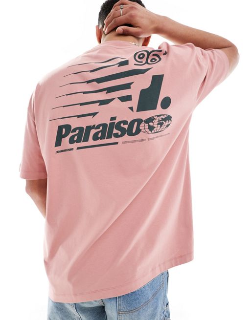 FhyzicsShops DESIGN - T-shirt oversize rosa con stampa sportiva