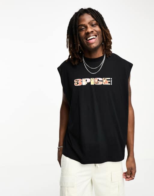 ASOS DESIGN - T-shirt oversize sans manches avec imprimé Spice Girls - Noir, 3 de 4