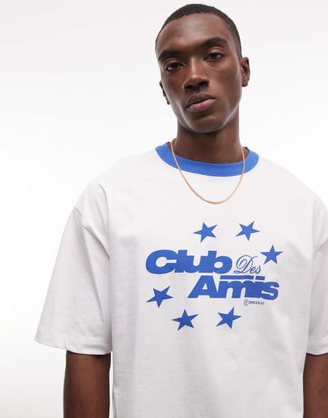 ASOS DESIGN - T-shirt oversize squadrata bianca con grafica Club De Amis - view 1