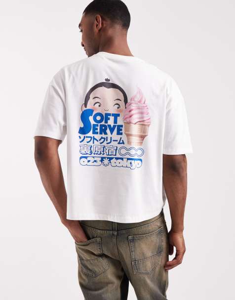 ASOS DESIGN - T-shirt oversize squadrata bianca con grafica di gelato - view 1