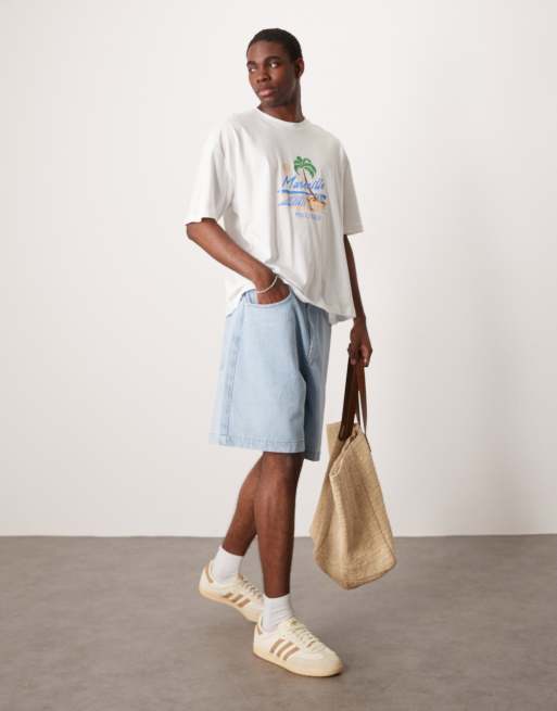 ASOS DESIGN - T-shirt oversize squadrata bianca con grafica estiva, 2 di 4