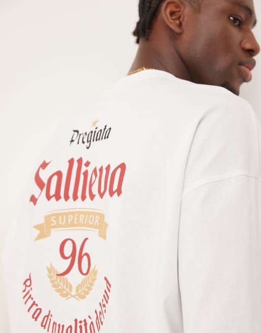 ASOS DESIGN - T-shirt oversize squadrata bianca con spalle scese e stampa sul retro , 4 di 4