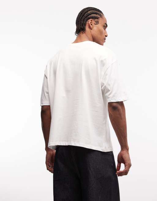 ASOS DESIGN - T-shirt oversize squadrata bianca con stampa e scritta sul davanti, 4 di 5