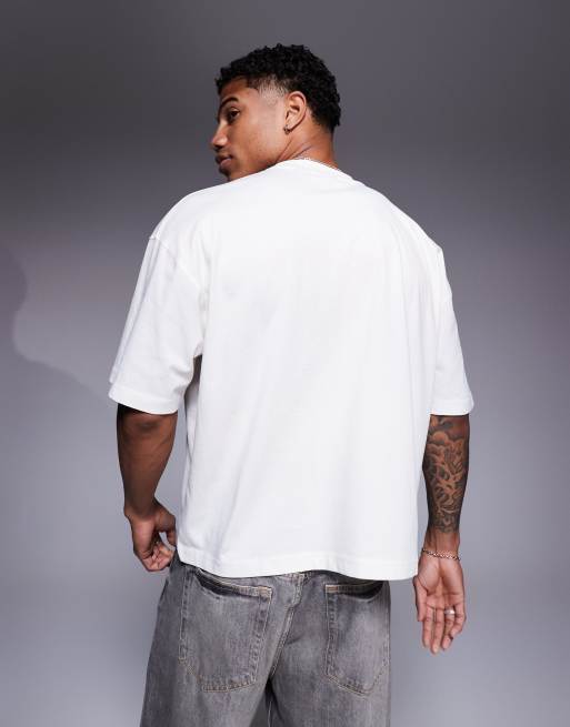 ASOS DESIGN - T-shirt oversize squadrata bianco sporco con grafica floreale, 4 di 4