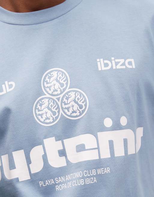 ASOS DESIGN - T-shirt oversize squadrata blu con grafica sportiva, 5 di 5