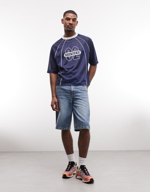 ASOS DESIGN - T-shirt oversize squadrata blu navy con stampa grafica 93, 2 di 5