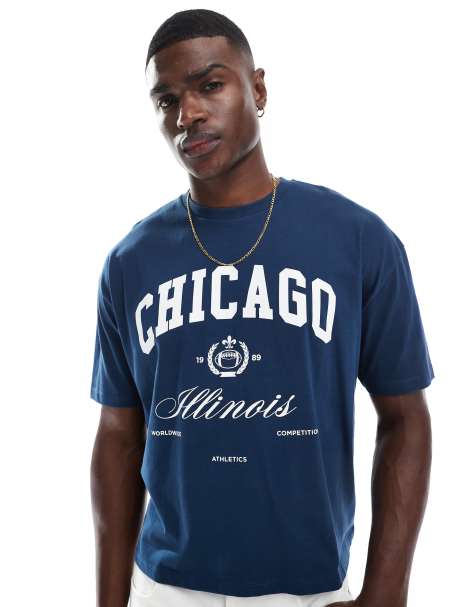 ASOS DESIGN - T-shirt oversize squadrata blu navy con stampa grafica di città - view 1