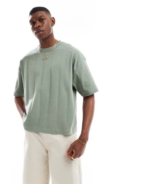 ASOS DESIGN - T-shirt oversize squadrata color kaki a coste larghe - view 1