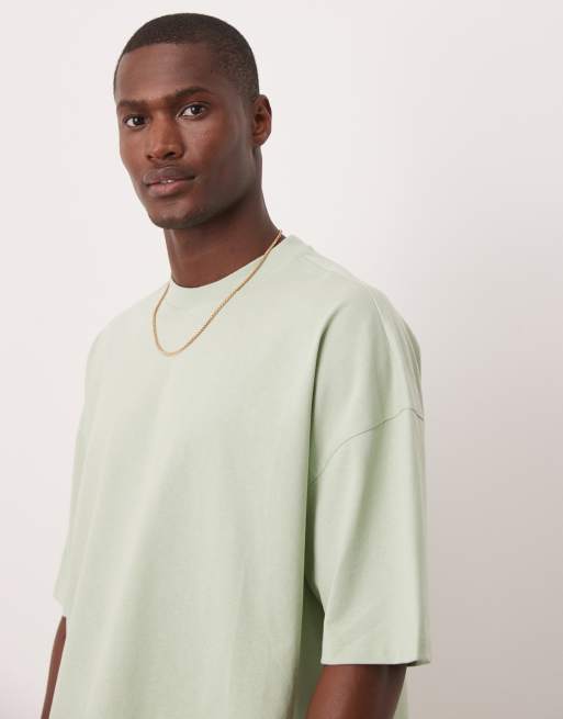 ASOS DESIGN - T-shirt oversize squadrata color menta con spalle scese