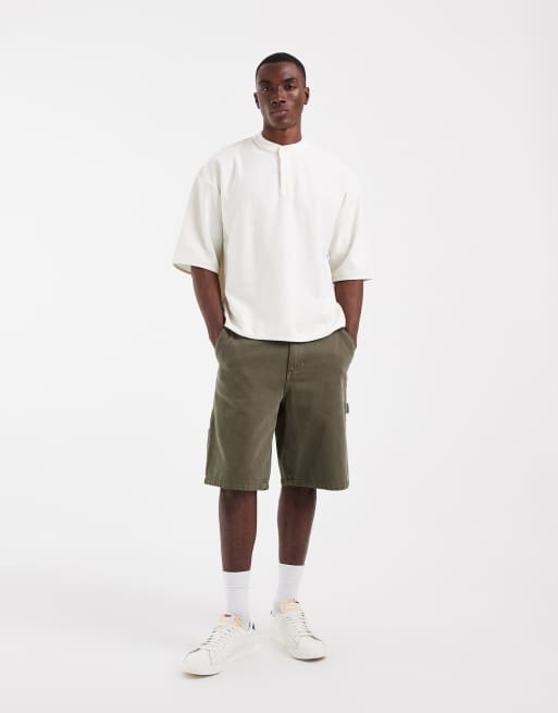 ASOS DESIGN - T-shirt oversize squadrata color panna testurizzata con collo serafino e fondo elasticizzato, 1 di 5