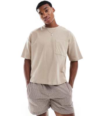 ASOS DESIGN - T-shirt oversize squadrata color pietra