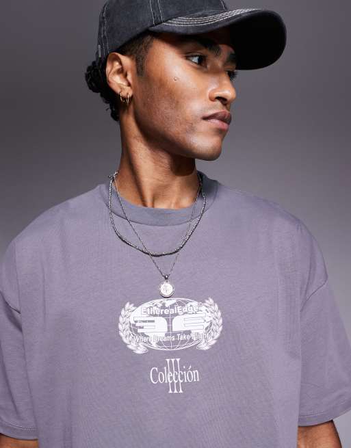ASOS DESIGN - T-shirt oversize squadrata grigio antracite con stampa di cherubino , 3 di 4