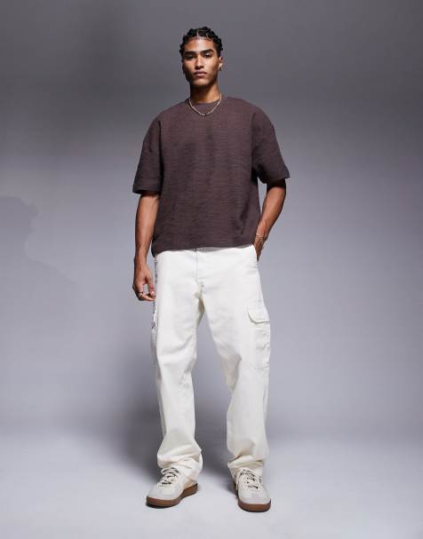 ASOS DESIGN - T-shirt oversize squadrata marrone testurizzata in coordinato - view 1