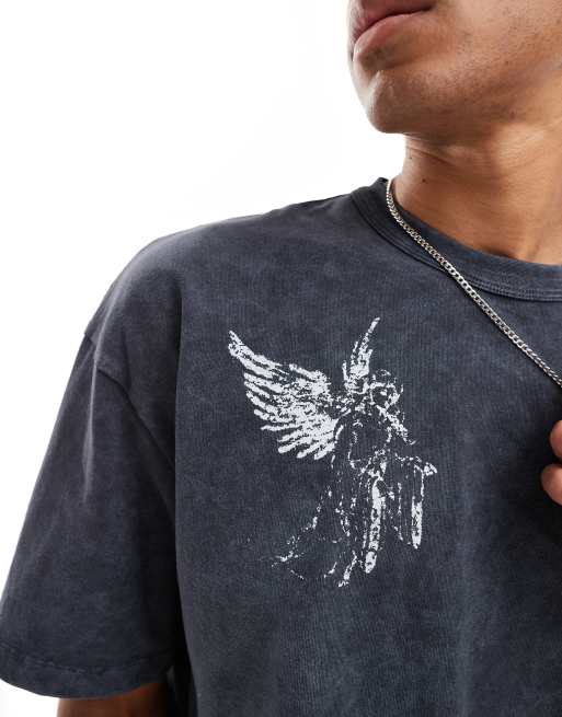 ASOS DESIGN T-shirt oversize squadrata pesante nero slavato con