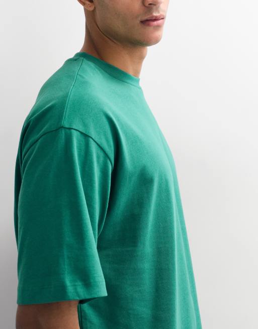 ASOS DESIGN - T-shirt oversize squadrata pesante verde, 4 di 7