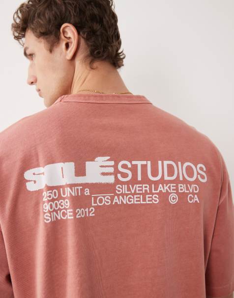 ASOS DESIGN - T-shirt oversize squadrata rosa slavato con scritta - view 1