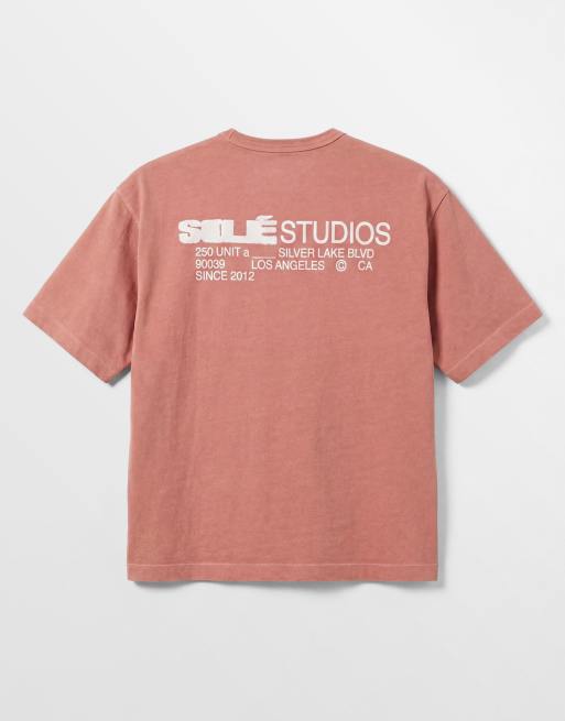 ASOS DESIGN - T-shirt oversize squadrata rosa slavato con scritta, 8 di 10