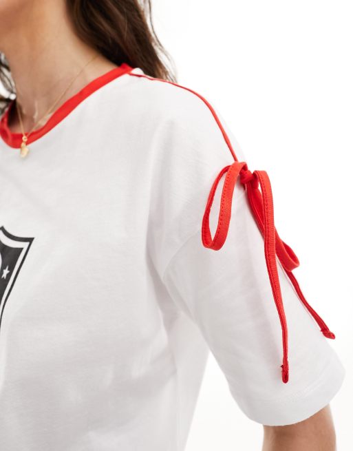ASOS DESIGN - T-shirt oversize style sport avec nœud - Blanc, 4 de 4