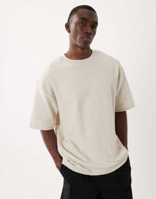 ASOS DESIGN - T-shirt oversize super pesante color pietra testurizzato