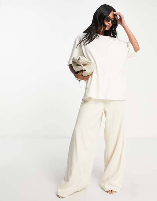 ASOS DESIGN - T-shirt oversize testurizzata color crema