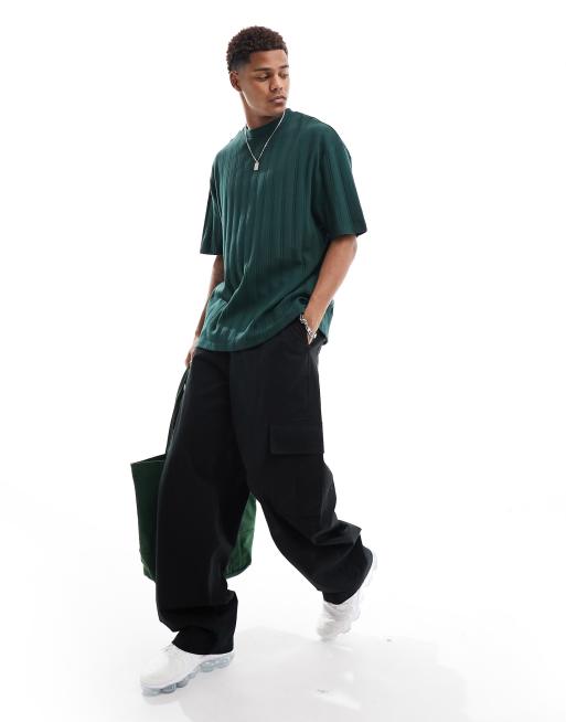 ASOS DESIGN - T-shirt oversize testurizzata color kaki