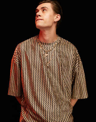ASOS DESIGN - T-shirt oversize texturé - Noir et blanc