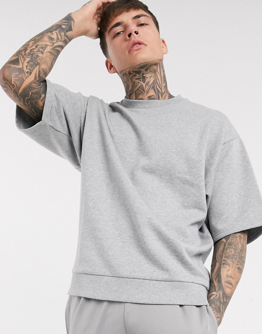 ASOS DESIGN - T-shirt oversize ultra pesante grigio mélange