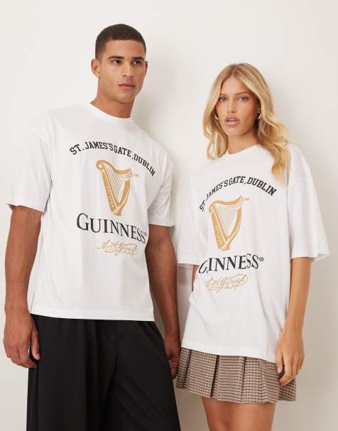 ASOS DESIGN - T-shirt oversize unisex bianca con stampa Guinness - view 1