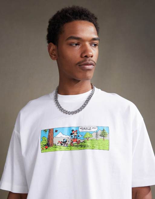ASOS DESIGN T shirt oversize unisex bianco sporco con stampa Disney del fumetto di Topolino ASOS