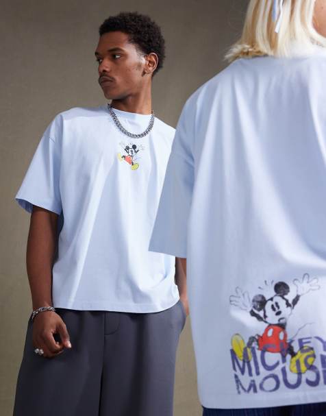 ASOS DESIGN - T-shirt oversize unisex blu slavato con stampa Disney di Topolino - view 1