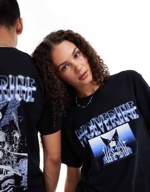 ASOS DESIGN - T-shirt oversize unisex nera con grafiche Marvel di Wolverine, 2 di 4
