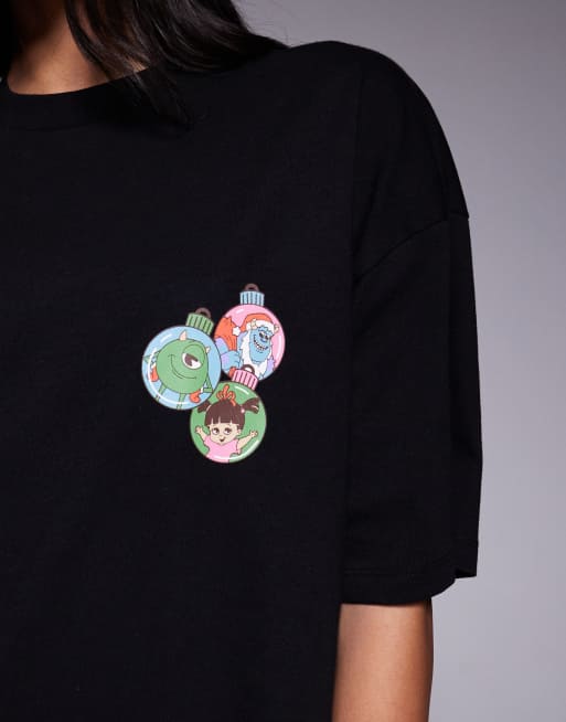 ASOS DESIGN - T-shirt oversize unisex nera con stampa Disney Pixar di Monsters Inc., 4 di 4