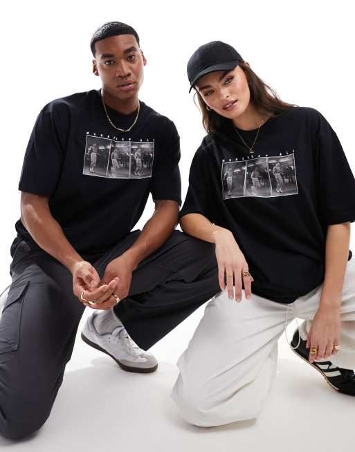 ASOS DESIGN - T-shirt oversize unisex nera con stampa 
