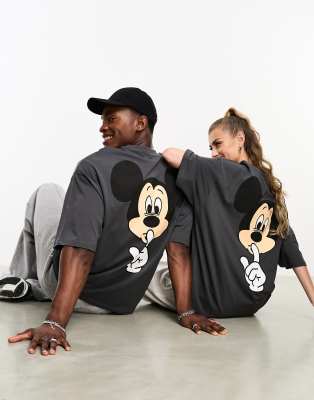 ASOS DESIGN unisex oversized t-shirt with Mickey Mouse print in washed black - ASOS Price Checker