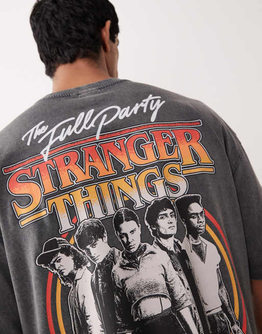 ASOS DESIGN - T-shirt oversize unisex nero slavato con stampa Stranger Things sul retro, 4 di 4