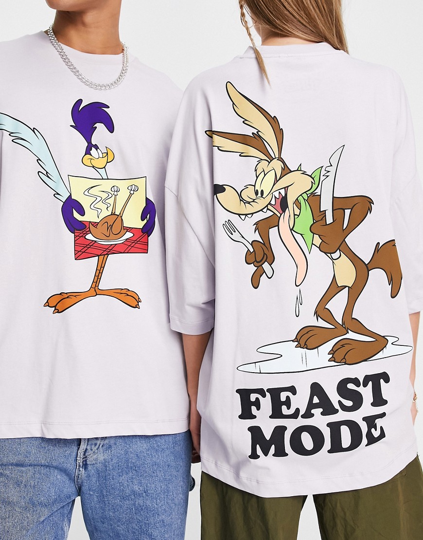 T-shirt oversize unisex viola con stampa Looney Tunes a tema Ringraziamento - ASOS DESIGN T-shirt donna  - immagine1