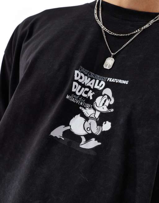 ASOS DESIGN - T-shirt oversize unisexe à imprimé Donald Duck - Noir délavé, 2 de 4