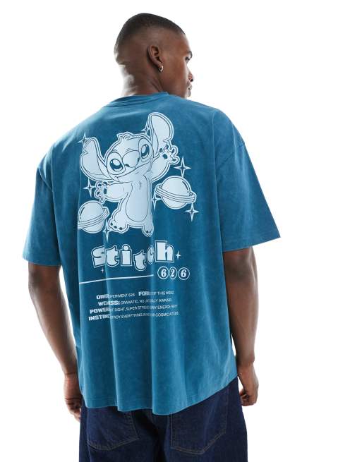 ASOS DESIGN - T-shirt oversize unisexe à imprimé Stitch - Bleu délavé, 3 de 4