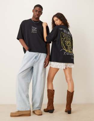 ASOS DESIGN - T-shirt oversize unisexe avec imprimé Picasso - Noir