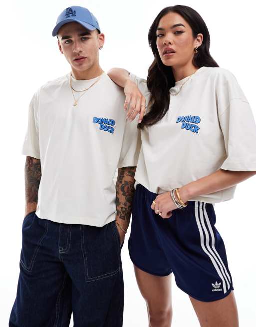 ASOS DESIGN - T-shirt oversize unisexe coupe carrée avec imprimés Disney Donald Duck - Blanc, 4 de 4
