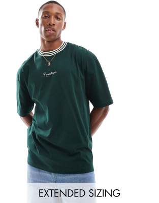 FhyzicsShops DESIGN - T-shirt oversize verde con scritta 