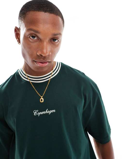 ASOS DESIGN - T-shirt oversize verde con scritta "Copenhagen" sul davanti, 4 di 4