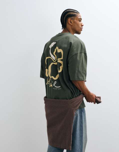 ASOS DESIGN - T-shirt oversize verde con stampa di fiore - view 1