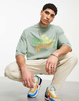 T-shirt oversize verde con stampa outdoors - ASOS DESIGN T-shirt donna  - immagine3